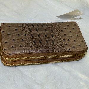 Brown Crocodile Embossed Faux Leather Wallet